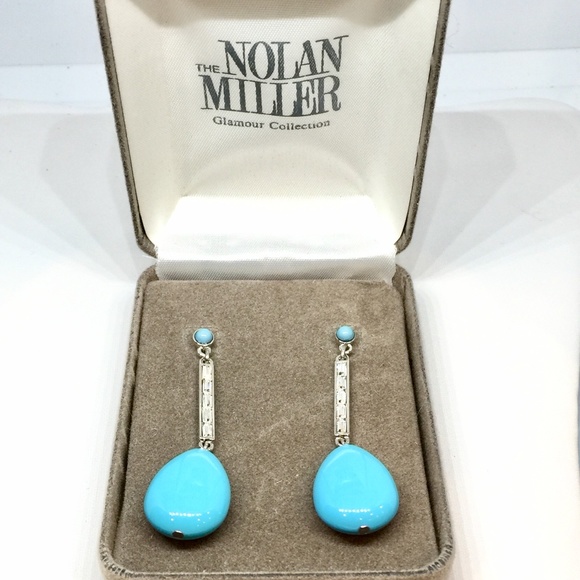 Nolan Miller Long Blue Teardrop Earrings - Picture 1 of 5